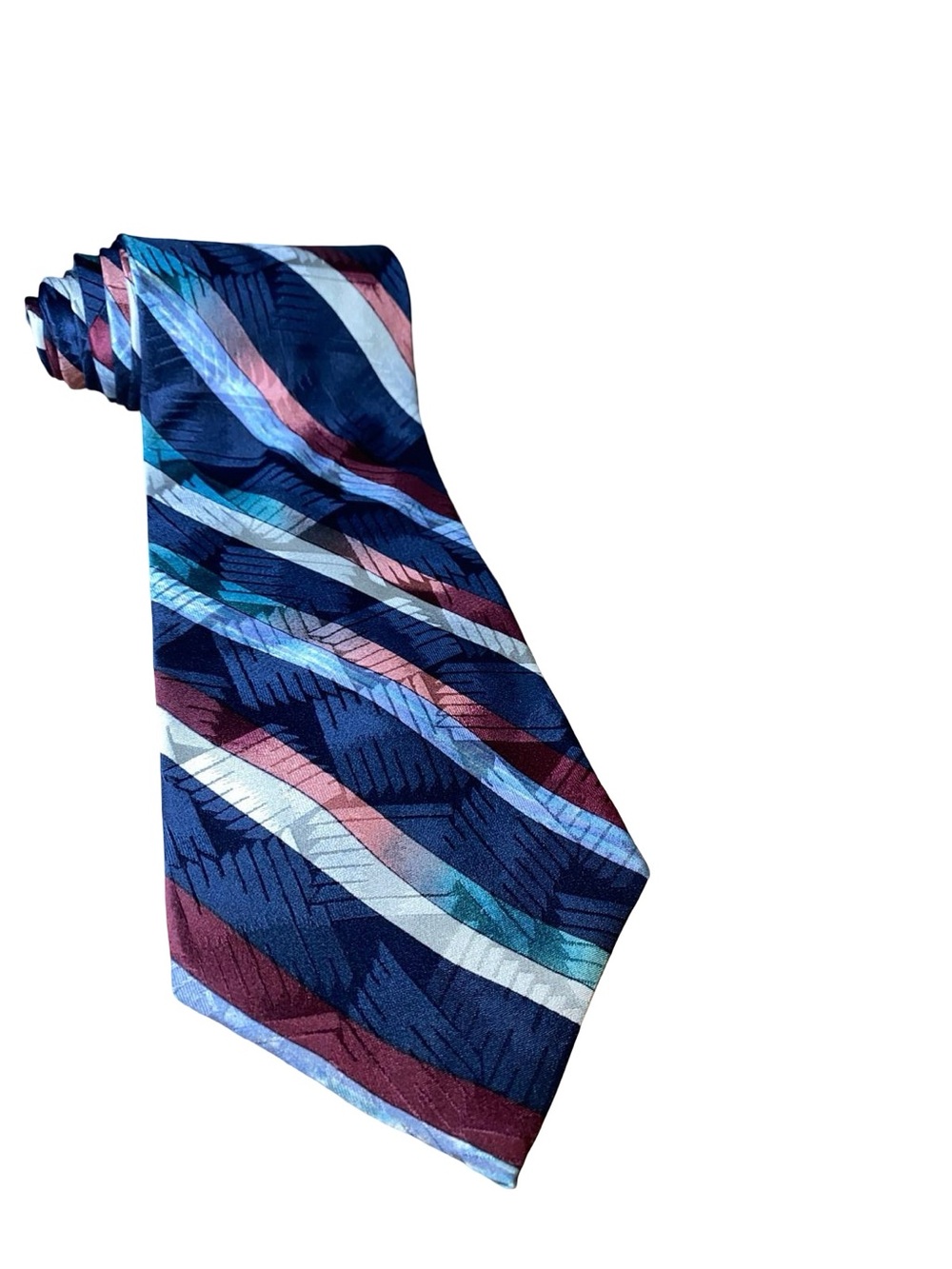 J.T. Beckett Men's 100% Silk Tie Vintage Abstract Stripes business formal retro